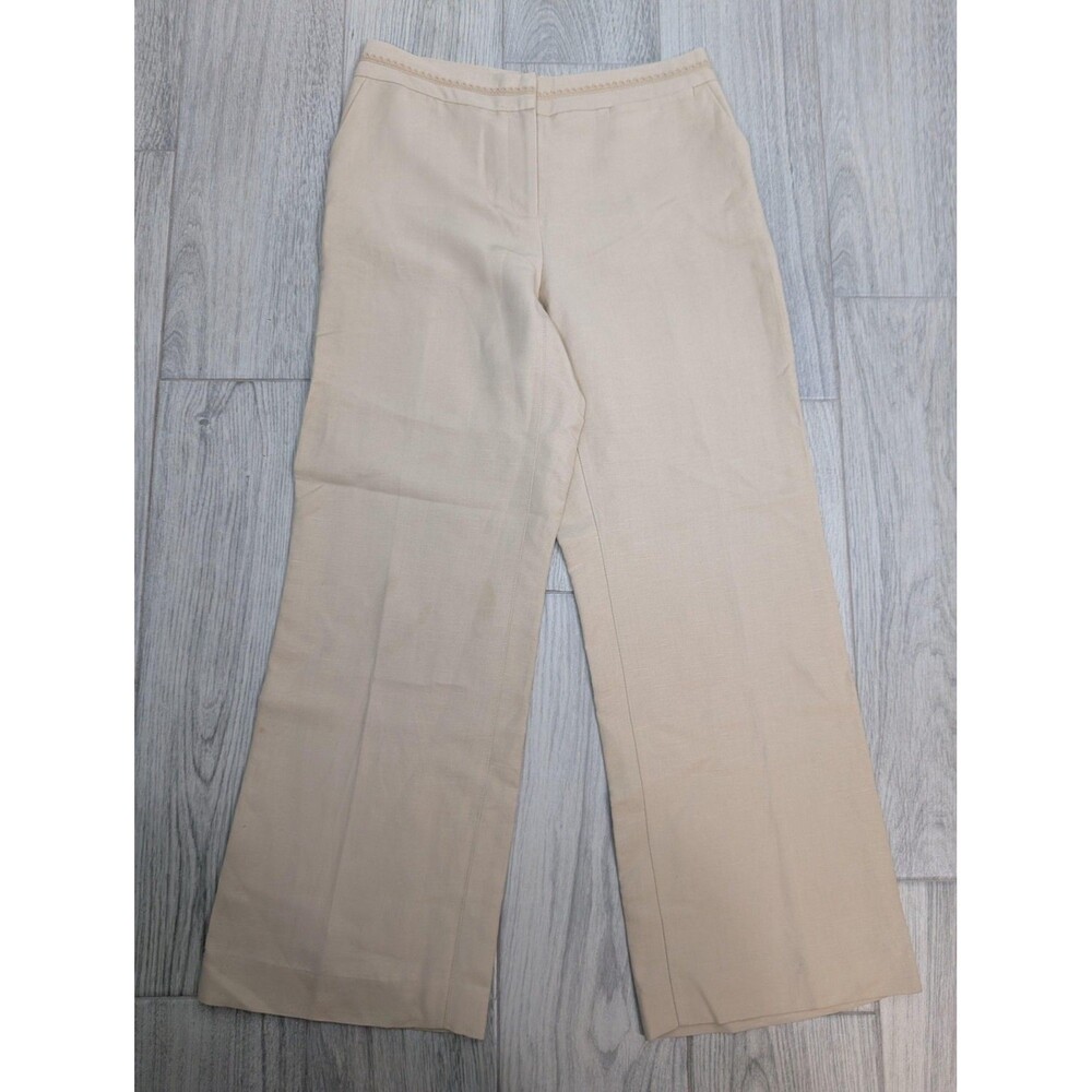 Emma James Beige Linen Blend Wide Leg Pants Womens 12
